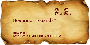 Hovanecz Rezső névjegykártya